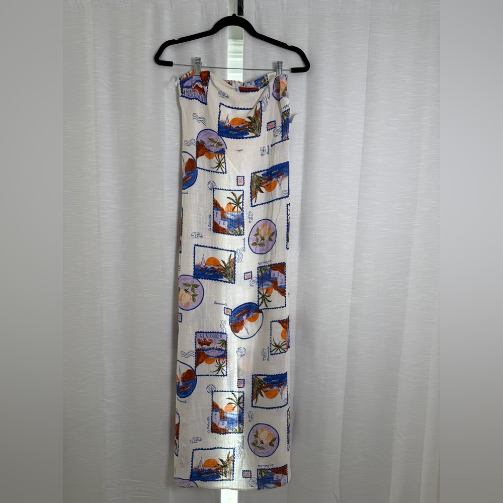 Paper Heart  “La Dolce Vita” Maxi Dress | Coastal Print | Vacation Resort Size L